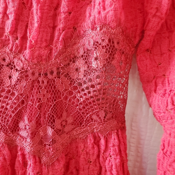 Free People Take Me to Tea Lace Cardigan Orange Mixed Pattern Lace Orange Small - Picture 3 of 6